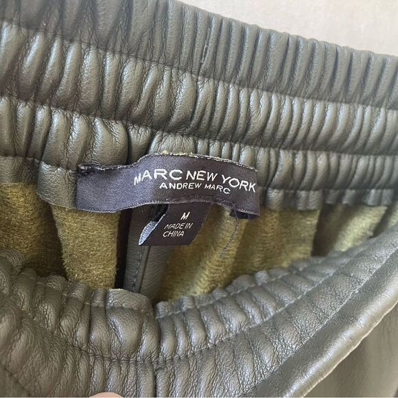 Marc by Andrew Marc Drawstring Faux Leather Pants Army Green Womens M Streetwear - Picture 5 of 9